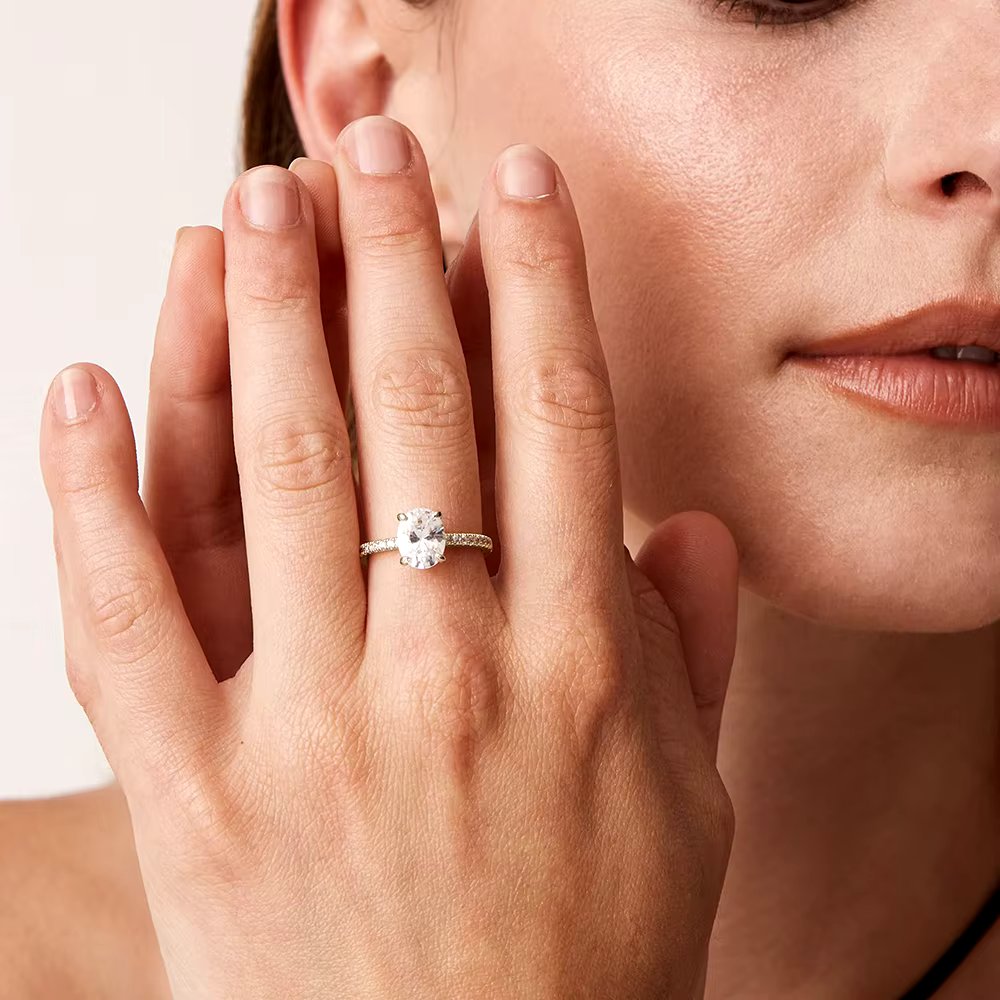 Oval Solitaire Moissanite Ring