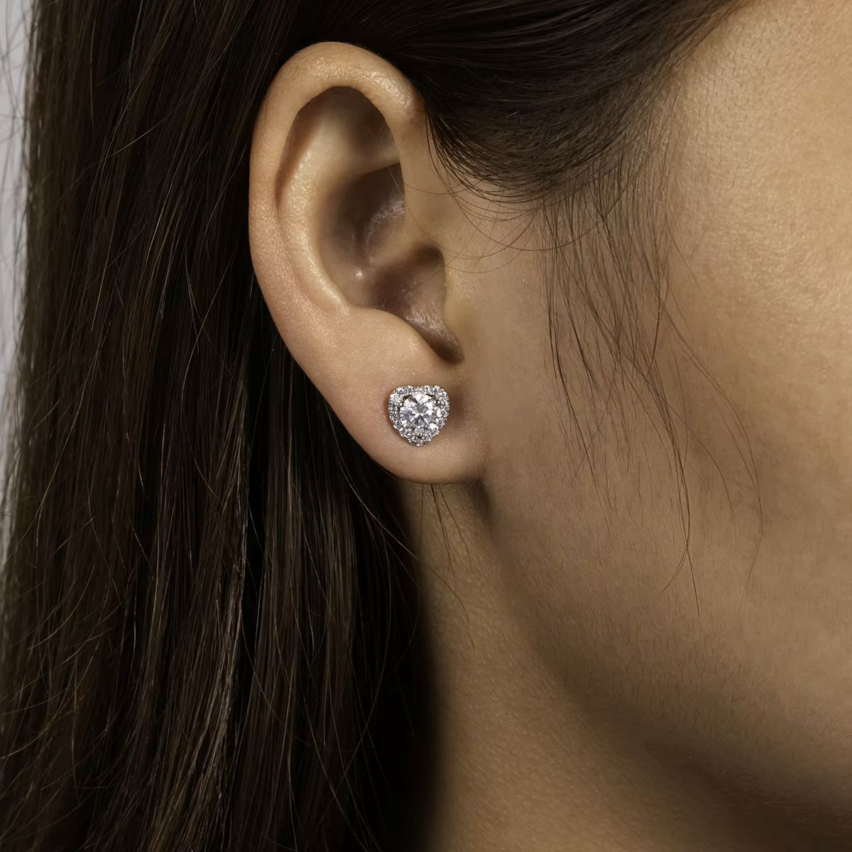 Halo Heart Stud Earrings