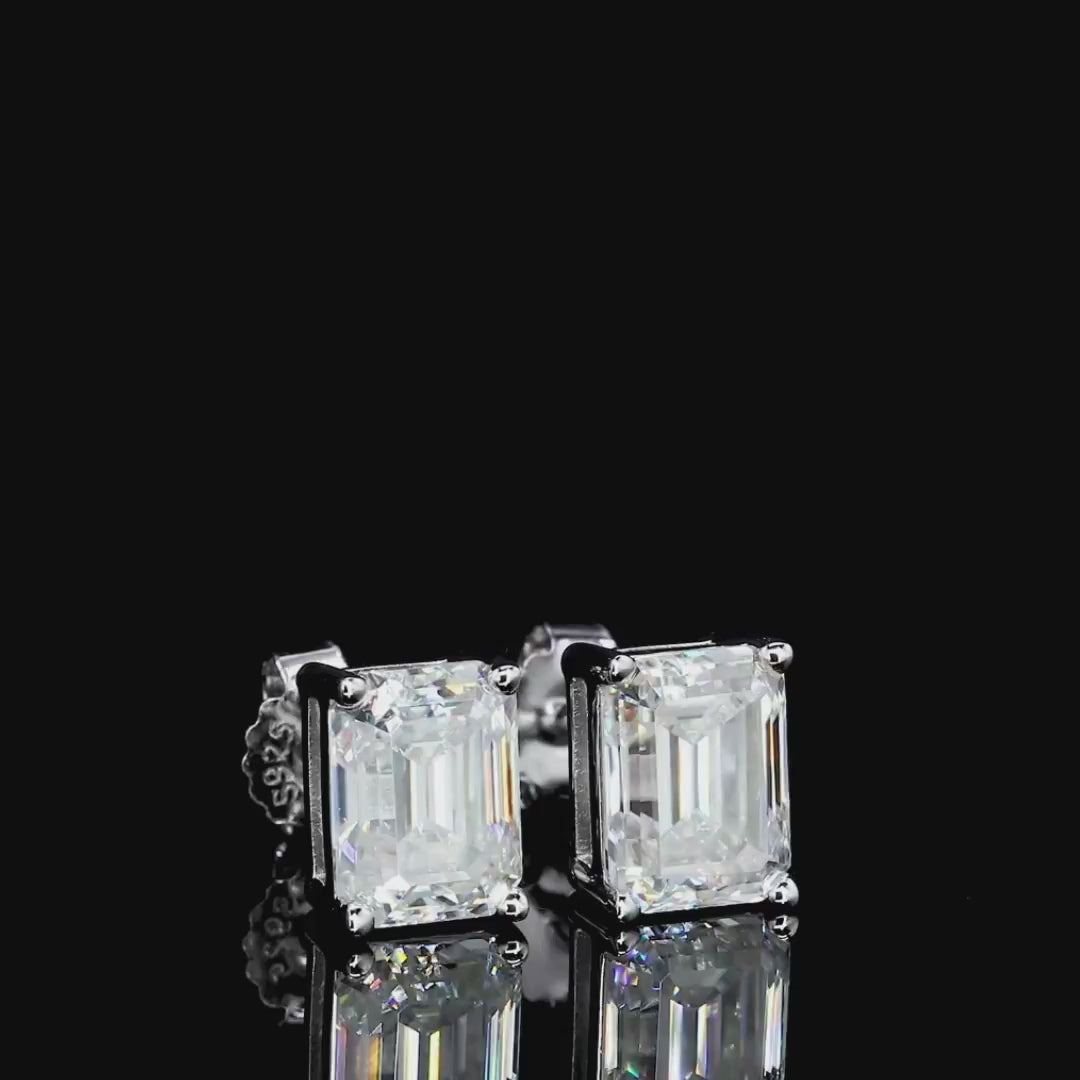 Emerald-Cut Stud Earrings