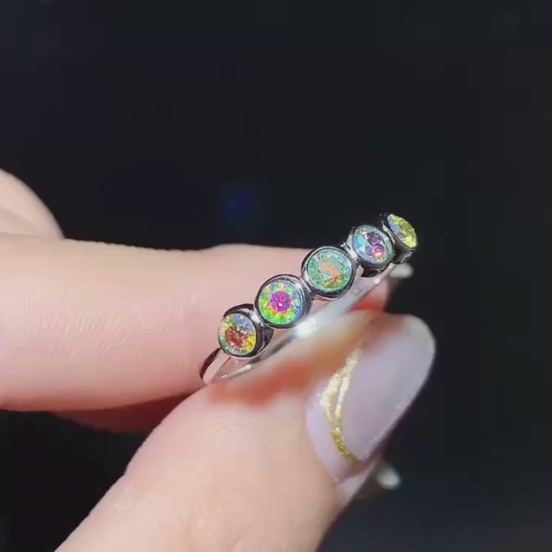 Spectrum Moissanite Band Ring