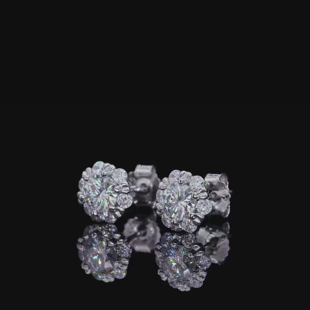 Floral Halo Cluster Stud Earrings