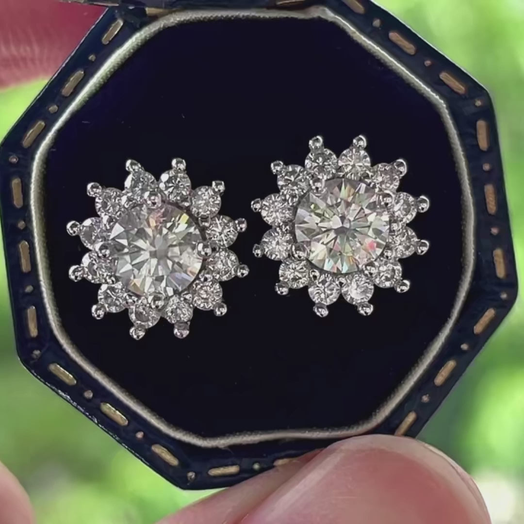 Floral Halo Cluster Stud Earrings