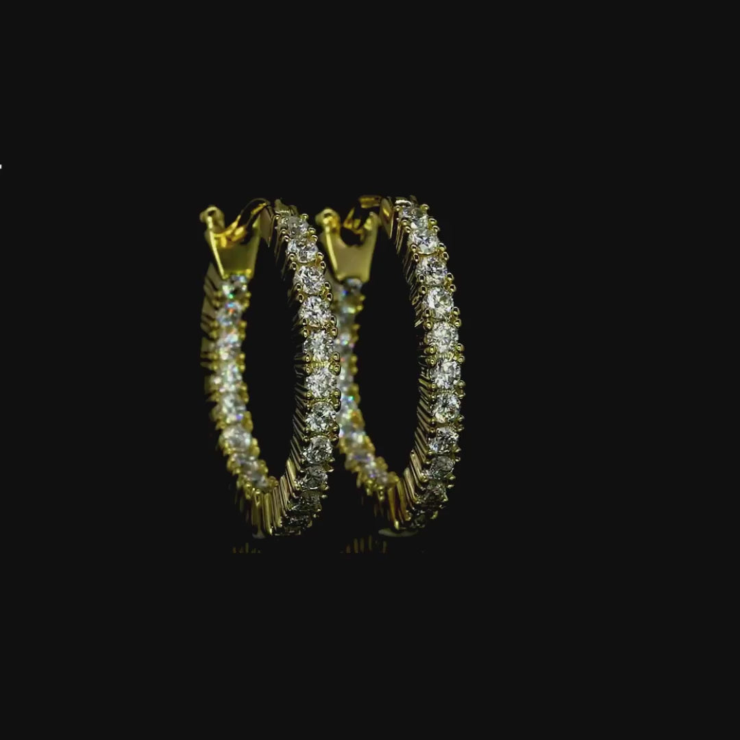 Gold Inside-Out Diamond Hoops